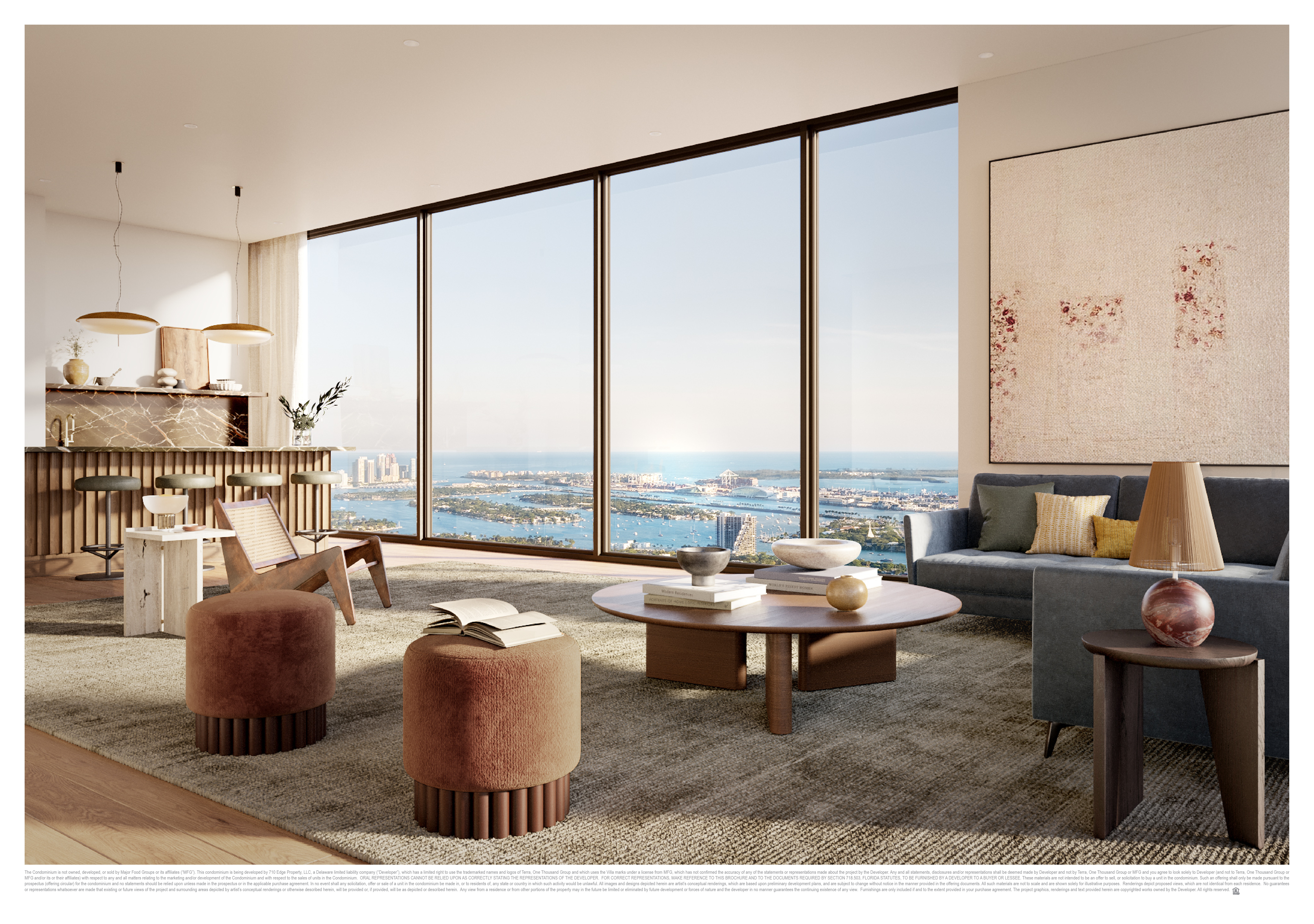 Villa Mezzo living room with bay views